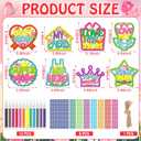 Wovnet 48 Pcs Mother's Day Craft Kits Make You Own Mother's Day Wood Craft Kit DIY Coloring Wooden Art and Crafts with Gem Stickers for Mom's Birthday Gifts Party Decoration Hanging Ornaments