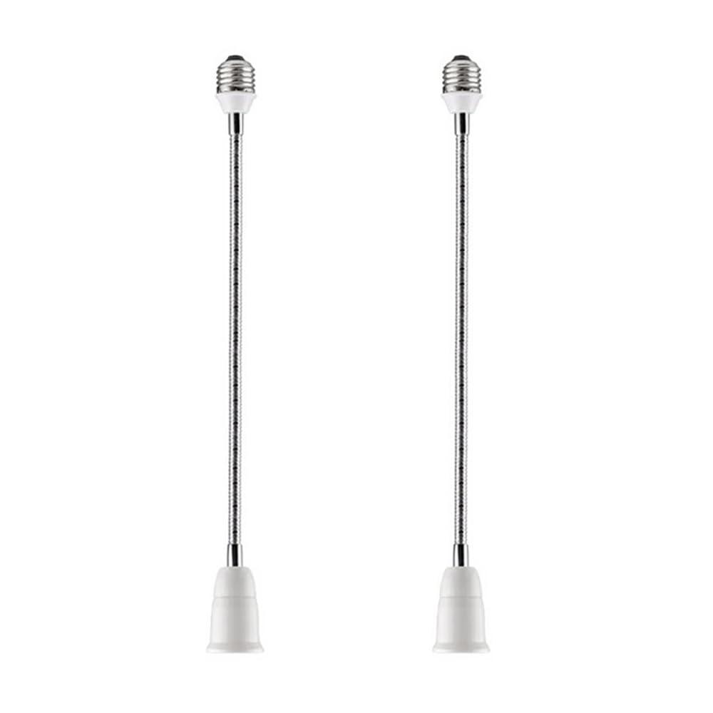 E26/E27 Light Socket Extender Adapter,60cm/24 inch Light Bulb Extension,E26 to E26 Socket Extender,Bendable Flexible Gooseneck Adjustable Extension Socket Extender Adaptor (2 Pack)