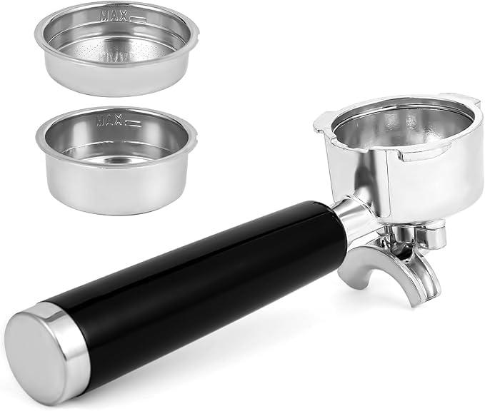 CASABREWS 51mm Stainless Steel Portafilter Set, 3 Ears Espresso Filter Holder with Double Spouts & 51mm Filter Baskets, Compatible for CASABREWS 3700 Essential and CM5418 Coffee Machine