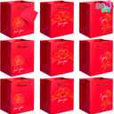 JOYIN 30 Pcs 4.5" Valentines Day Red Gift Bags, Treat Bag with Cards, Paper Goodie Bag with 3 Gold Foil Designs, Valentines Small Goodie Gift Bags for Cookie Snack Storage,Wedding Party Favor