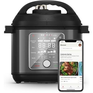 Instant Pot Pro Plus Wi-Fi Smart 10-in-1, Pressure Cooker, Slow Cooker, Rice Cooker, Steamer, Saut Pan, Yogurt Maker, Warmer, Canning Pot, Sous Vide, Includes App with Over 800 Recipes, 6 Quart (Black)