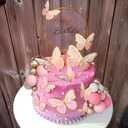 47PCS Pink Butterfly Cake Decorations With Purple Pink Gold Balls Cake Toppers for Baby Shower Wedding Birthday Bridal Shower Party Decor