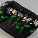 Embroidered Cute Daisy Black Steering Wheel Cover,Flower Steering Wheel Cover Protector for Women,Universal Fit Most Cars -15 inch