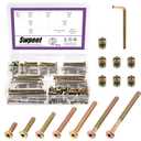 Swpeet 85Pcs M6 20/30/40/50/60/70/80mm Colored Zinc Screws Kit, Hex Socket Head Cap Crib Baby Bed Bolt and Barrel Nuts with 1Pc Allen Wrench Perfect for Furniture, Cots, Hardware Crib Screws