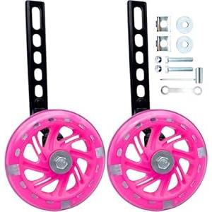 Training Wheels for Bicycle, Flash Mute Wheel Compatible for Bikes of 12-20 Inch 1 Pair (rose)