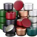 24 Pieces Candle Tins 2.1 x 1.5 Inch Tin Aluminum Candle Containers Metal Round Cans with Lids for Crafts DIY Making Storage Arts (Gold, Silver, Blue, Gray, Red, Army Green)