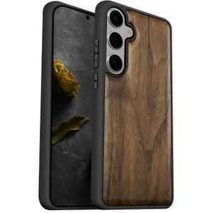 Carveit Wood Case for Galaxy S25 Case 2025 [Natural Wood & Black Soft TPU] Shockproof Protective Cover Unique Wooden Design Compatible with Samsung S25 (Natural Wood-Walnut)