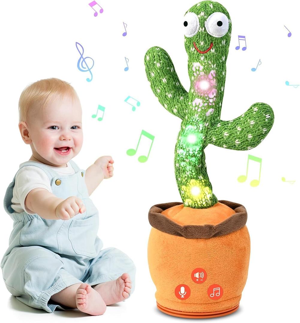 Dancing Talking Cactus Baby Toy, Mimicking & Repeating with Singing, Dancing and Recording, Volume Adjustable, Easter Basket Stuffers for Infants Toddlers Boys and Girls