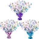 Ceenna 3 Piece Butterfly Table Decorations Metallic Gleam Foil Spray Centerpieces Multicolor Butterflies Model Glitter Plastic Table Centerpieces for Butterfly Birthday Party Supplies, Blue, Pink, Violet