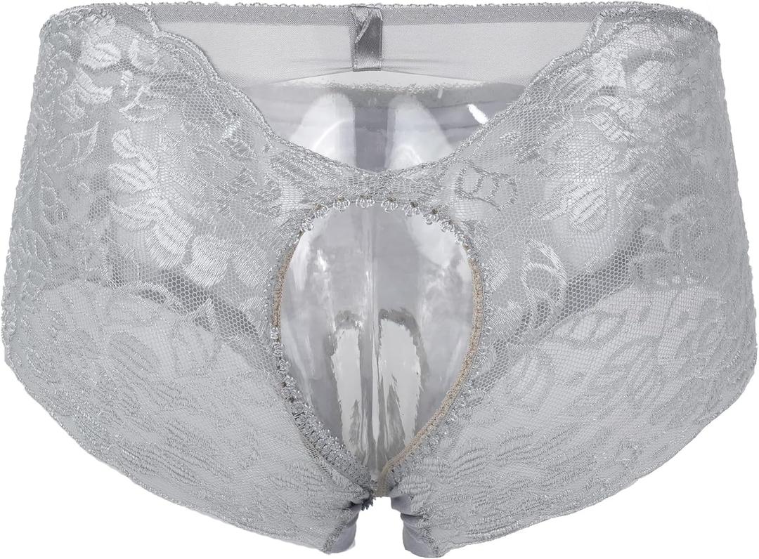 Justgoo Womens Sexy Thongs Lace Panties Underwear Low Rise Plus Size Underpants Pack of 1-3 (Medium, Grey)