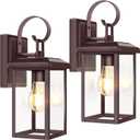 BesLowe 2-Pack Outdoor Wall Light Fixtures, Exterior Lighting Fixtures Wall Mount, Waterproof Porch Lights Outdoor Wall Sconces Lanterns, Modern Outside Lights for House Front Door Garage, Brown