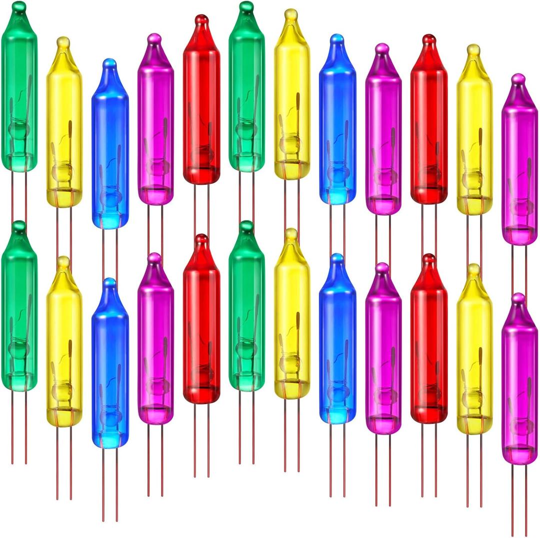 140 Pcs 3.5v Christmas Mini Light Bulbs Xmas Holiday Incandescent Wire String Lights Clear Replacement Bulbs for Christmas Tree Xmas Thanksgiving Indoor Outdoor Decor (Colorful)
