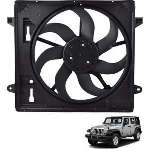 DOLKSN Engine Cooling Radiator Fan Assembly 621-601 Compatible with 2012-2017 Jeep Wrangler 3.6L 2018 Wrangler JK 3.6L Replace# 68143894AB 6010277 624080