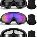 YISUGOOC 3 Pairs Motorcycle Goggles UV Protection Ski Goggles With 3 Pieces Neck Gaiter Riding Dust And Windproof (Blue/Black/White)