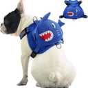 IDOMIK Dog Backpack Harness, No-Pull Dog Backpack with D-Ring for Small Medium Dogs, Cute Self Carrier Backpack for Dogs to Wear, Adjustable Dog Harness Backpack for Traveling Camping Hiking,Shark,L