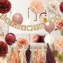 Bridal Shower Decorations Maroon - Fall color Maroon Dusty Pink Bachelorette Decorations with Balloons Tissue Paper Flower Pompoms and Tassel Garland Party Supplies (Burgundy + Peach)