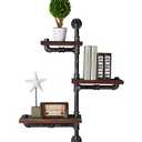 Armen Living Orton 30" Accent Shelf in Walnut Wood Finish with Grey Piping