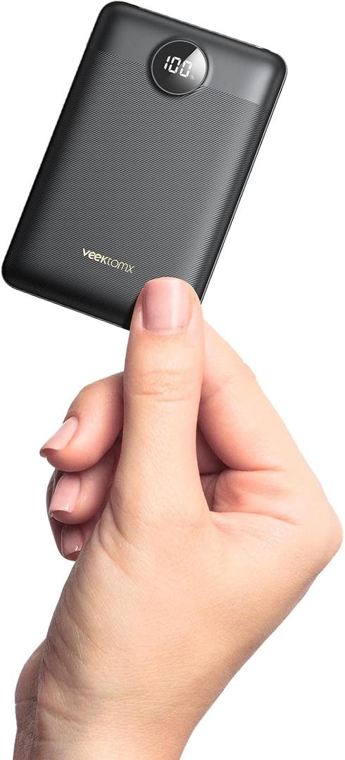 VEEKTOMX Small Portable Charger, Mini Power Bank 10000mAh, PD 22.5W Fast Charging USB-C Battery Bank, Travel Essentials Dual Voltage External Portable Powerbank for iPhone/Samsung/Google Pixel, Black