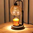 Candle Warmer Lamp with Timer Dimmable, Natural Weaving Boho Electric Candle Lamp, Wax Warmer Lamp for Mothers Day Gifts for Mom, House Warming Gifts New Home Decor (Black)