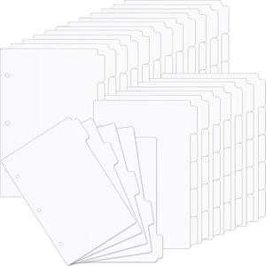 Chuangdi 120 Pcs/24 Sets Mini Binder Dividers with Tabs 5 Tab Dividers for 3 Ring Binders 5.5 x 8.5 Inches Mini Dividers Sets A5 Paper Dividers for 3 Ring Binders(White)