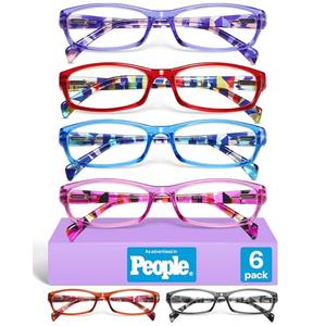Gaoye 2.5 Reading Glasses for Women, 6 pack Fashion Readers for Women Spring Hinge Eye Glasses, Blue Light Reading Glasses