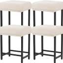 Levoberg Bar Stool Cover Rectangle Stretch Counter Height Barstool Slipcovers Rectangular Vanity Stool Cover Kitchen Counter Saddle Seat Cover for Wooden Metal Bench Set of 4 Beige