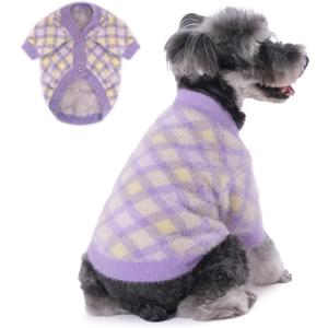 Dog Sweater, Sweaters for Small Dogs, Warm Soft Pet Clothes for Puppy, Medium Large Cat, Dogs Girl or Boy, Dog Shirt for Winter Christmas (Purple, Small)
