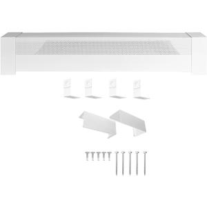 Baseboard Heater Covers with Left and Right Endcaps,Suit for Bathroom & Hydronic System for Replacing Old Cover Galvanized Steel Slip-On White (4ft)
