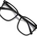 Oversized Square Blue Light Blocking Glasses for Women Men, Anti-Fatigue Computer Monitor Gaming Glasses Reduce Eye Strain(Black)