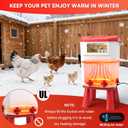 3 Gallon Heated Chicken Waterer for Winter Automatic Chicken Water Heater,Adsjustable Height Anti-Freezing Poultry Watering System with Thermostatic Control,Red,12.6 in x 8.3 inch x 8.3 in