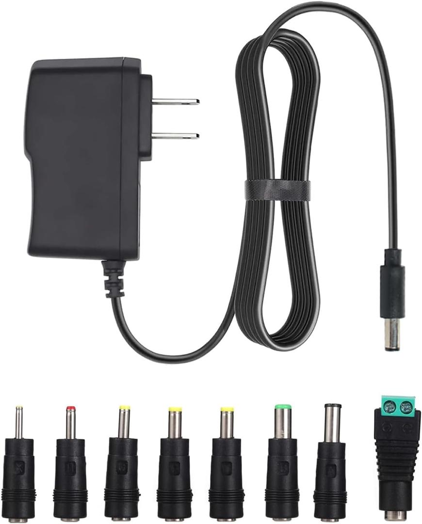 6V 2A AC/DC Adapter, Wall Charger, DC Power Supply for 6 Volt 2A 1500mA 1000mA 800mA 700mA 600mA 500mA 300mA 100mA~2000mA Equipment with 8 Interchangeable DC Plug