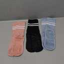 Sintege 3 Pairs Pilates Socks Yoga Socks with Grips for Women Non Slip Barefoot Workout Crew for Pregnant Ballet Dance (Medium)