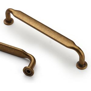 Asidrama 10 Pack 5 Inch(128mm) Antique Brass Kitchen Cabinet Handles, Cabinet Pulls Kitchen Cabinet Hardware for Cupboard Drawer Pulls (5" Hole Center)