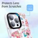 for iPhone 12 Case, Coastal Romance Collage Pattern with Pink Motifs, Military-Grade Drop Protection, Trendy Glamorous Soft Slim TPU Protective & Camera Protection for Women Girls