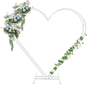 LANGXUN Large Size 8ft (2.4m) White Metal Heart Balloon Arch Kit, Wedding Heart Arch Stand, Love Balloon Column Arch Frame for Wedding, Bridal, Valentine's Day, Engagement and Birthday Party Supplies