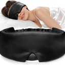 LitBear Silk Sleep Mask for Women Men, Adjustable 100% Mulberry Silk Sleep Eye Mask for Side Sleeper, Total Blackout Eye Cover for All Night Sleep, Travel, Office, or Napping (Black)