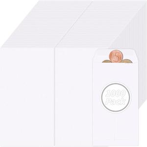 1000 Pcs Money Envelopes for Cash 3.5x6.5in White Coin Envelopes Small Cash Envelopes with Gummed Flaps for Money Saving Challenge Small Item Organizer Coins Tickets Tips Parts Seed Storage