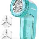 BEAUTURAL Fabric Shaver and Lint Remover, Sweater Defuzzer with 2-Speeds, 2 Replaceable Stainless Steel Blades, Battery Operated, Remove Clothes Fuzz, Lint Balls, Pills, Bobbles (Aqua)