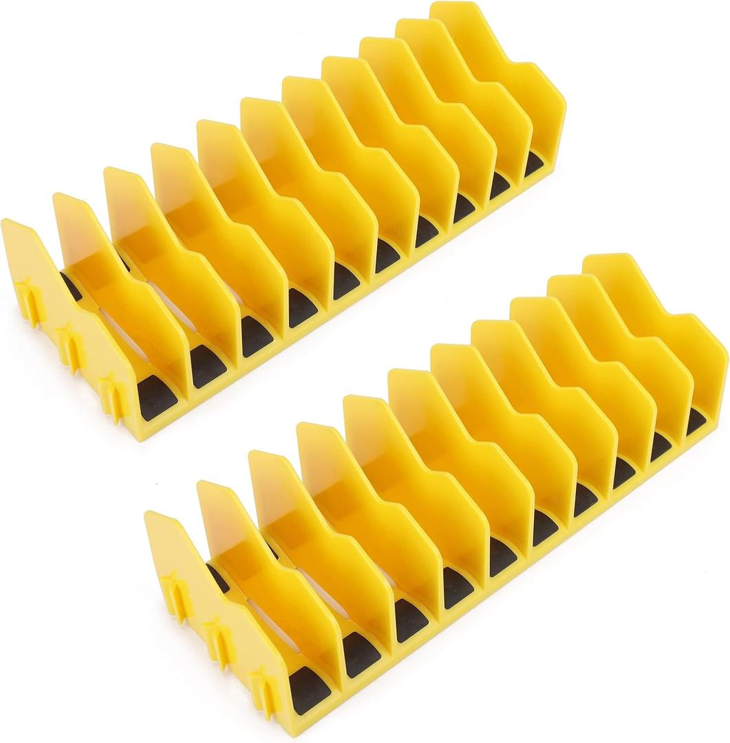 HURRICANE Pliers Organizer Rack, Pliers Cutters Organizer with Non-Slip Rubber Base, Keep Tools Organized in Drawers, 2 Pack, Extendable Design, Fit 3'H Drawers and More (yellow)