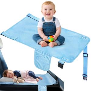 Toddler Airplane Bed, Toddler Airplane Travel Essentials, Plane Seat Extender for Kids, Portable Plane Travel Bed for Long Flight Flying (LightBlue)