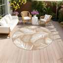 Pauwer Waterproof Outdoor Rug 6ft, Plastic Straw Patio Rug, Leaf Brown