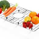 24" x 12" Stainless Steel Sink Protector - Large Sink Rack for Bottom of Sink Kitchen Grid Centered Drain