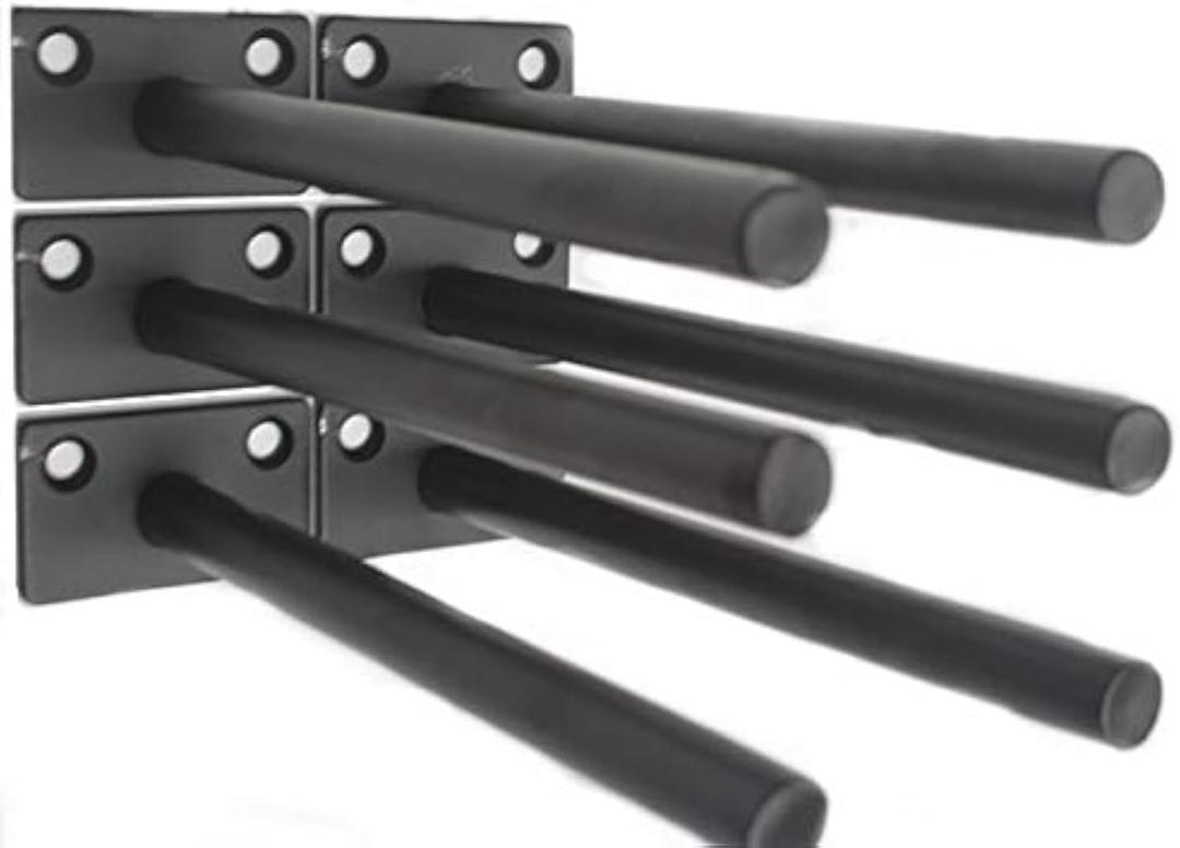 6 Pcs 8" Black Solid Steel Floating Shelf Bracket Blind Shelf Supports - Hidden Brackets for Floating Wood Shelves - Concealed Blind Shelf Support  Screws and Wall Plugs Included