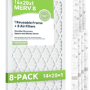 Future Way 16x25x1 Air Filters, 8-Pack with Reusable Frame, MERV 8, MPR 700 AC Furnace Filters, Space Saving & Cost-effective