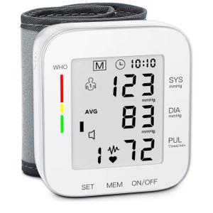 MMIZOO Wrist Blood Pressure Monitor Large LCD Display BP Machine Adjustable Cuff 5.31-7.68 inch Automatic 99x2 Sets Memory with Carrying Case for Home Use (W1681)