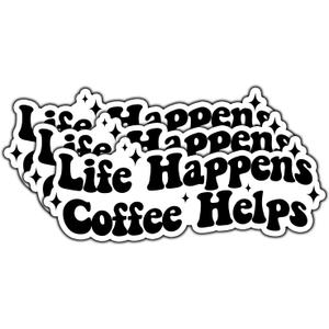3 x (3Pcs) Life Happens Coffee Helps Inspirational Quote Sticker Waterproof Coffee Lover Stickers for Tumbler Motivational Vinyl Decal for Water Bottle Laptop Phone Notebook Hard Hat Size 3x1.1 Inches