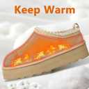 INPAKSA Women's Slippers Platform Mini Boots Short Ankle Boot Fur Fleece Lined Sneakers House slippers Anti-Slip Boot For Outdoor (7, Beige)