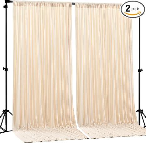 Deep Champagne Backdrop Curtain 2 Panels-Wrinkle-Free Curtains Polyester Photography Drapes for Baby Shower Birthday Party Photo Background Backdrop Stand- 8 X10FT (Champagne)