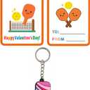 Pickleball Valentines Cards for Classroom Exchange Prizes 24 pcs Sports Valentines Keychains Gifts for School Pickleball