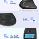 TECKNET Ergonomic Wireless Vertical Mouse, 4800 DPI with 5 Adjustable Levels, 2.4GHz Optical, 6 Buttons for Laptop, Desktop, PC, MacBook - Black